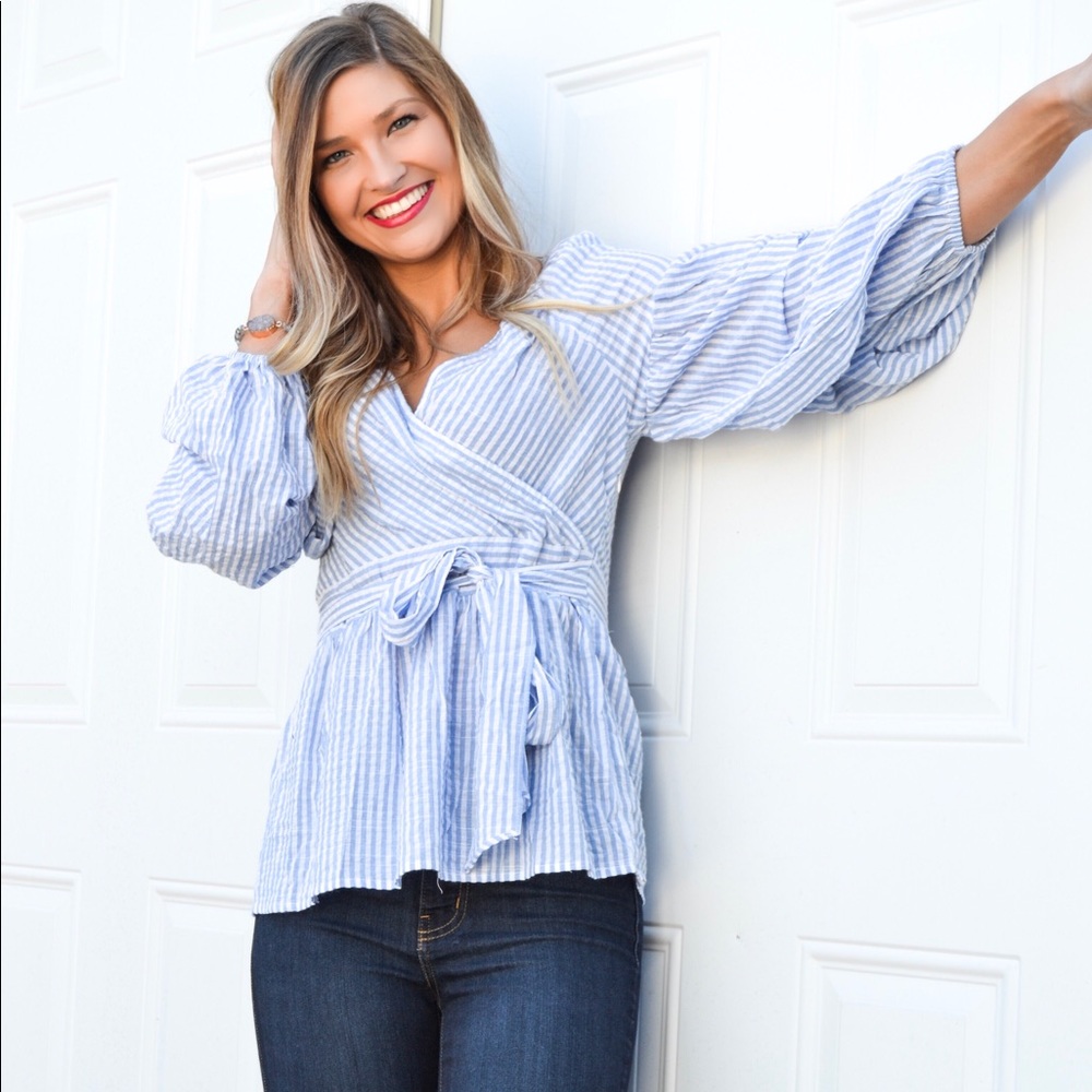 Blue and White Striped Shirt